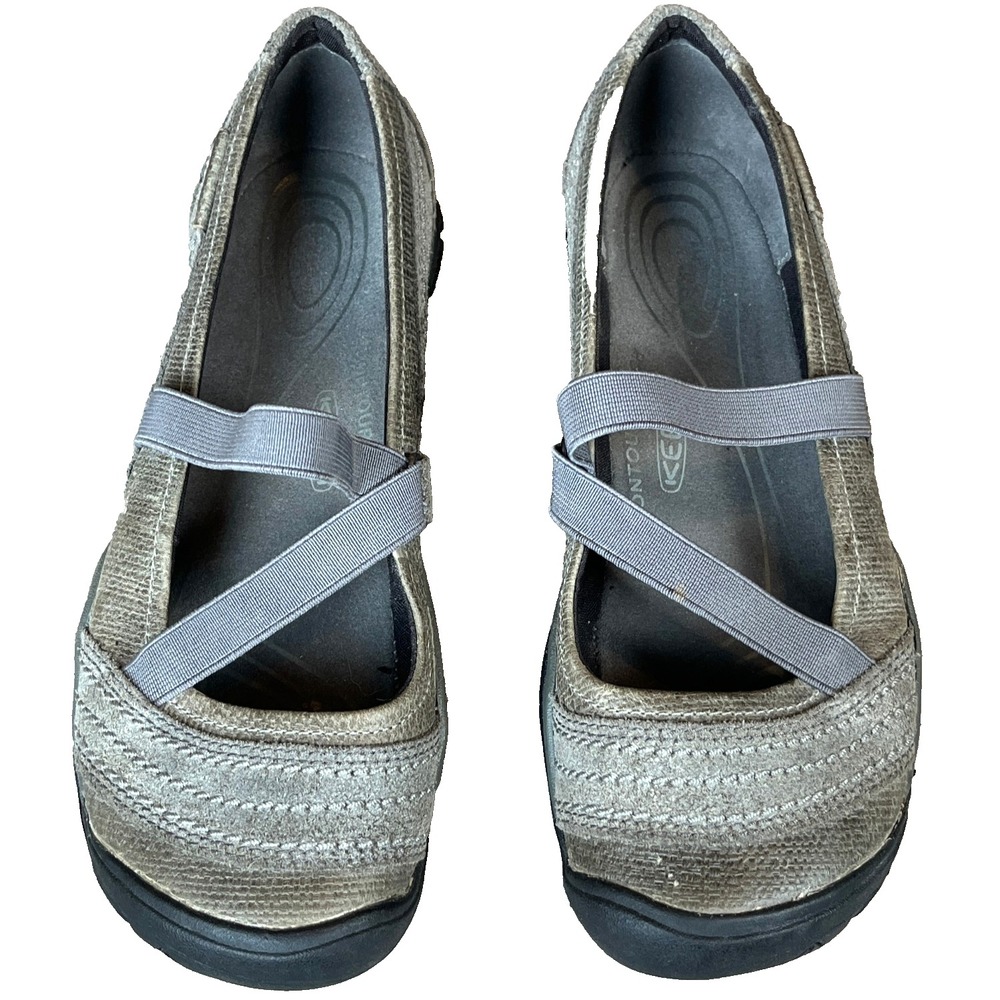 Keen Rivington CNX Mary Jane Slip On Flats Gray Leather Womens 7‎ UK 4.5 EU 37.5